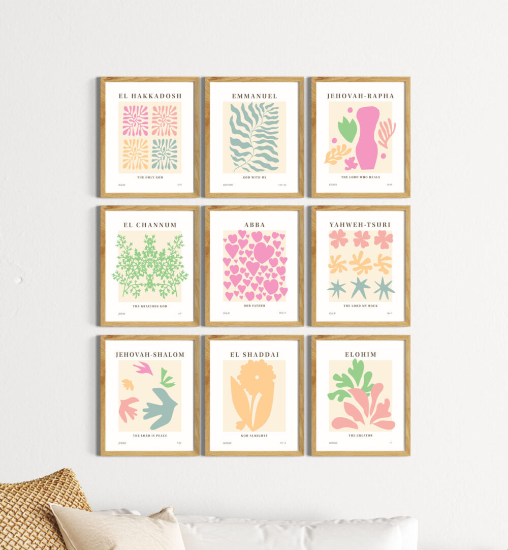 "Matisse themed Names of God" Digital Download (Art Print Bundle of 9)